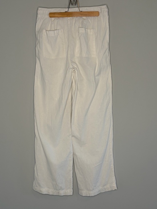 GAP Women’s White Drawstring Linen-Blend Pants Minimalist Spring Summer - Picture 4 of 11